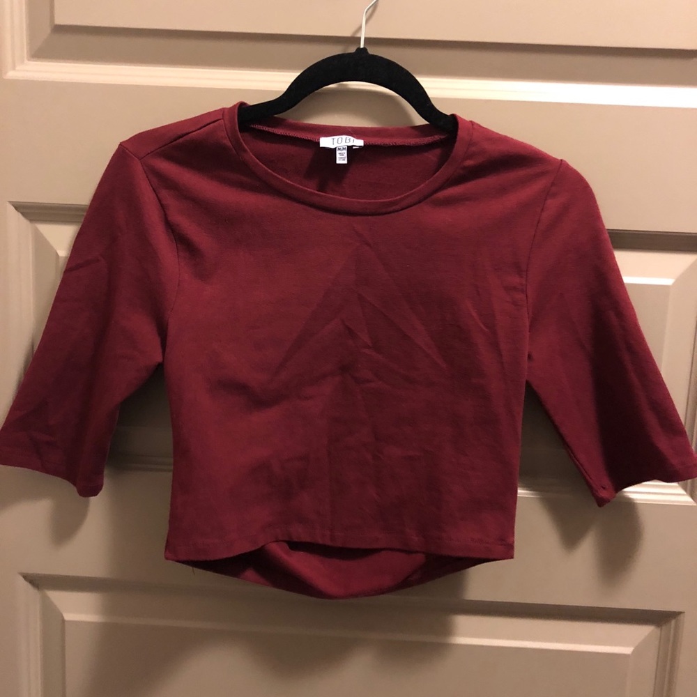 Maroon open back crop top